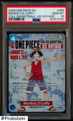 2026 One Piece EN College Basketball US Votage #055 Monkey D. Luffy PSA 10 - Image 1