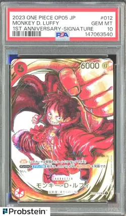 2023 One Piece OP05 JPN 1st Anniversary Signature #012 Monkey D. Luffy PSA 10 - Image 1