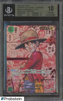 2025 One Piece Carrying on His Will JPN OP13118 Monkey D Luffy Red Manga BGS 10 - Image 1