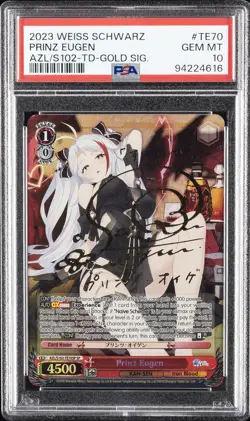 2023 WEISS SCHWARZ AZUR LANE TRIAL DECK-GOLD SIG #TE70 PRINZ EUGEN PSA 10 - Image 1
