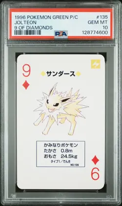 Pokemon Green Jolteon 9 of Diamonds Playing Poker Card 1996 PSA 10 GEM MINT - Image 1
