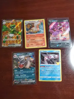 Pokemon 5 Card Lot Holos EX, V And Rare Cards , Great Value Set Building Lot18 - Image 1