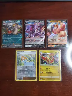Pokemon 5 Card Lot Holos EX, V And Rare Cards , Great Value Set Building Lot28 - Image 1