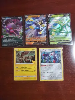 Pokemon 5 Card Lot Holos EX, V And Rare Cards , Great Value Set Building Lot34 - Image 1