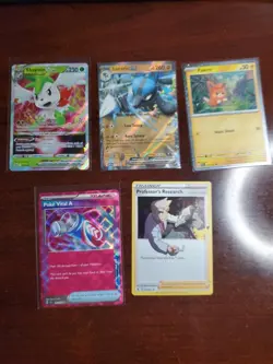 Pokemon 5 Card Lot Holos EX, V And Rare Cards , Great Value Set Building Lot22 - Image 1