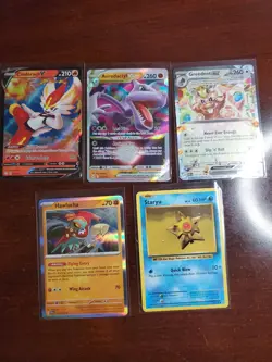 Pokemon 5 Card Lot Holos EX, V And Rare Cards , Great Value Set Building Lot11 - Image 1