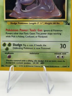 Pokemon Muk TCG Fossil Card 13/62 Holo Unlimited Rare LP - Image 2