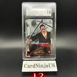 CGC 10 GEM MINT Roronoa Zoro Parallel OP01-001 L 25th Edition ONE PIECE Card 12 - Image 1