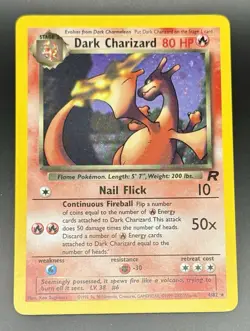 Dark Charizard 4/82 Holo Rare Team Rocket Pokemon Card WOTC Unlimited Holo Swirl - Image 1