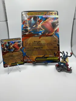 Pokemon Mega Lucario Ex Collection Figure + Promo Card + Jumbo Card - Image 1