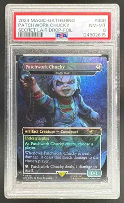 2615 Patchwork Chucky 2024 Magic: The Gathering Secret Lair Drop Foil PSA 8 - Image 1