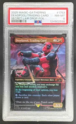 124902598 Deadpool 2025 Magic: The Gathering Secret Lair Drop #1753 Foil PSA 8 - Image 1