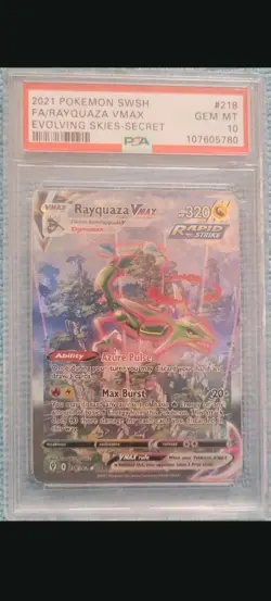 Pokemon Rayquaza VMAX Alternate Art Secret Evolving Skies PSA 10 Holo - Image 1