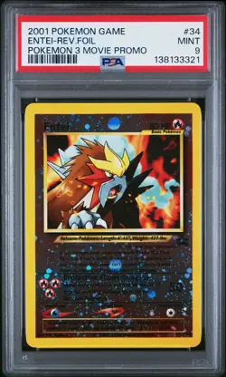 2001 POKEMON GAME MOVIE POKEMON 3 MOVIE PROMO #34 ENTEI-REVERSE FOIL PSA 9 - Image 1