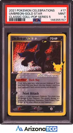 Pokemon 2021 Umbreon Gold Star 17/17 Classic Collection Celebrations PSA 9 - Image 1