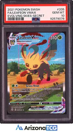 Pokemon 2021 Leafeon VMAX 205/203 Alt Art SR Evolving Skies GEM MINT PSA 10 - Image 1
