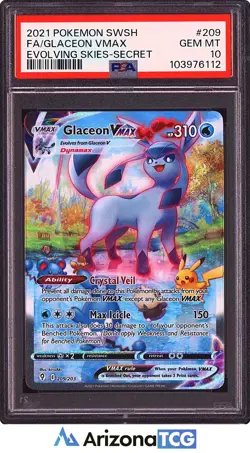 Pokemon 2021 Glaceon VMAX 209/203 Alt Art SR Evolving Skies GEM MINT PSA 10 - Image 1