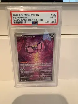 Pecharunt Black Star Promo #129 Shrouded Fable ETB Pokemon Centre PSA 9 - Image 1