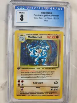 Pokemon 1999 Base Set Holo German 1st Edition 8/102 Machamp CGC 8.0 - Image 1