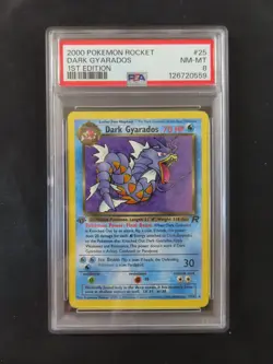 2000 Pokemon Rocket 1ST EDITION #25 Dark Gyarados in a NM/MT PSA 8 - Image 2
