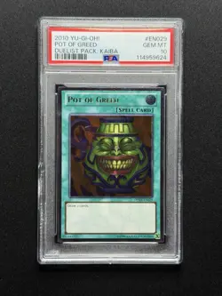 PSA 10 Yugioh Pot of Greed #DPKB-EN029 Duelist Pack Kaiba Ultimate Rare - Image 1