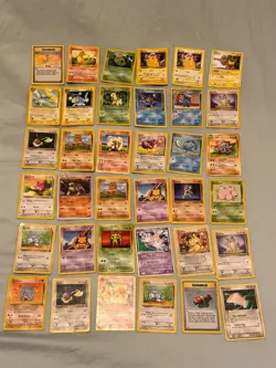 36 Vintage Pokemon Card Lot Pikachu Charmander Squirtle Eevee WOTC Era - Image 1