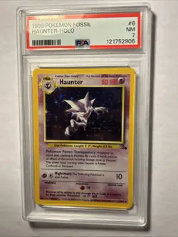1999 PokeMon TCG Fossil Set Haunter #6/62 Holo Rare Card PSA 7 NM Vintage WOTC - Image 1