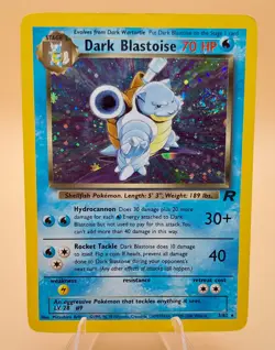 Dark Blastoise Holo Rare Team Rocket 3/82 Pokemon Card - WOTC 1999 SWIRL - Image 1