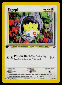 Pokemon Card - Togepi 1st Edition Neo Genesis 51/111 Uncommon - Image 1