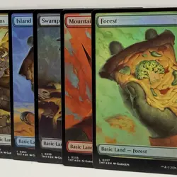 Magic the Gathering - Set of FOIL Pizza Lands - #0253 - 0257 - TMNT - NM - Image 1