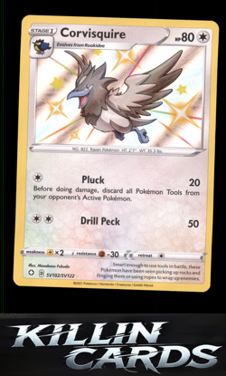 Corvisquire SV102/SV122 Pokemon Shiny Holo Rare Shining Fates: Shiny Vault Card - Image 1