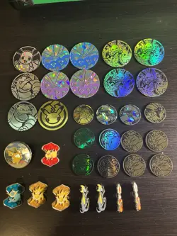 Pokemon Tcg Card Sleeves Coins & Pin Lot W/ Extras Evolving skies, Celebrations - Image 2
