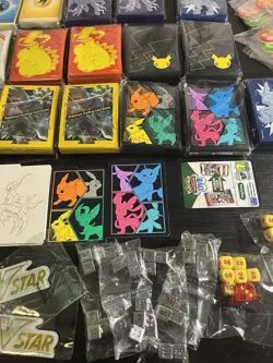 Pokemon Tcg Card Sleeves Coins & Pin Lot W/ Extras Evolving skies, Celebrations - Image 5