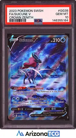 Pokemon 2023 Suicune V GG38 Full Art Galarian Gallery Crown Zenith GEM MT PSA 10 - Image 1