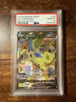 Pokemon 2021 Tyranitar V 155/163 Full Art Battle Styles GEM MINT PSA 10 - Image 1