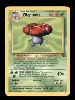 Pokemon TCG Vileplume 31/64 Jungle Unlimited Non-Holo Card - VINTAGE - NM - RARE - Image 1