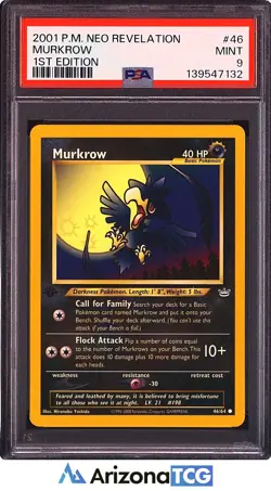 Pokemon 2001 Murkrow 46/64 1st Edition Neo Revelation PSA 9 - Image 1