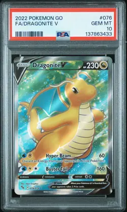 2022 Pokemon Go Dragonite V Full Art #076 GEM MT PSA 10 - Image 1