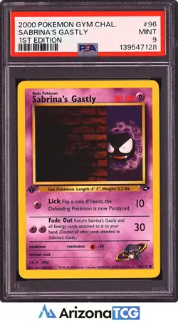 Pokemon 2000 Sabrina's Gastly 96/132 1st Edition Gym Challenge PSA 9 - Image 1