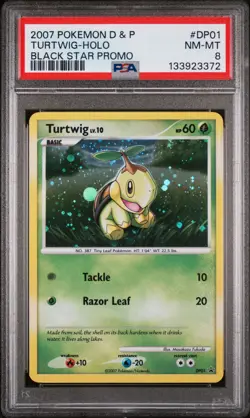 2007 POKEMON DIAMOND & PEARL BLACK STAR PROMO #DP01 TURTWIG-HOLO PSA 8 - Image 1