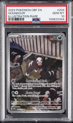 2023 POKEMON OBF EN-OBSIDIAN FLAMES ILLUSTRATION RARE #204 HOUNDOUR PSA 10 - Image 1