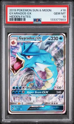 2019 POKEMON SUN & MOON HIDDEN FATES #16 GYARADOS GX PSA 10 - Image 1