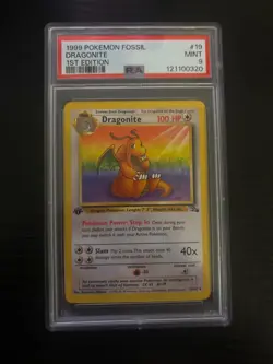 1999 POKEMON FOSSIL DRAGONITE 1st EDITION #19 PSA 9 MINT - Image 1