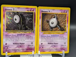 Pokemon TCG Unown [A] Neo Discovery Holo + Unown [X] Neo Destiny Rare pair NM/LP - Image 2