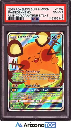 Pokemon 2019 Dedenne GX 195a/214 Full Art Trainer's Toolkit PSA 8 - Image 1