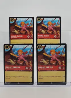 Disney Lorcana Michael Darling - Playful Swordsman 111/204 Azurite Sea C 4 Cards - Image 1