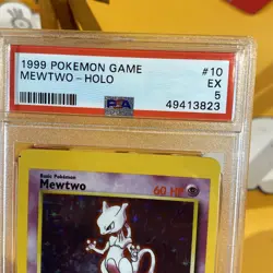 1999 Base Set Mewtwo PSA ERROR MC Miscut OC Holo Rare 10/102 Pokemon Card - Image 2
