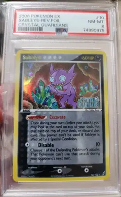 PSA 8 Sableye 10/100 Reverse Foil Stamped Crystal Guardians Pokemon Card NM - Image 1