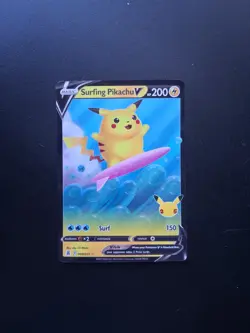 Surfing Pikachu V 008/025 Celebraions Ultra Rare NM Pokemon Card - Image 1