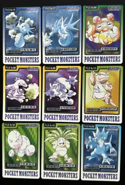 9 x Pokemon Card Carddass Japanese 1997 Golduck Seadra Kangaskhan Muk Grimer etc - Image 1